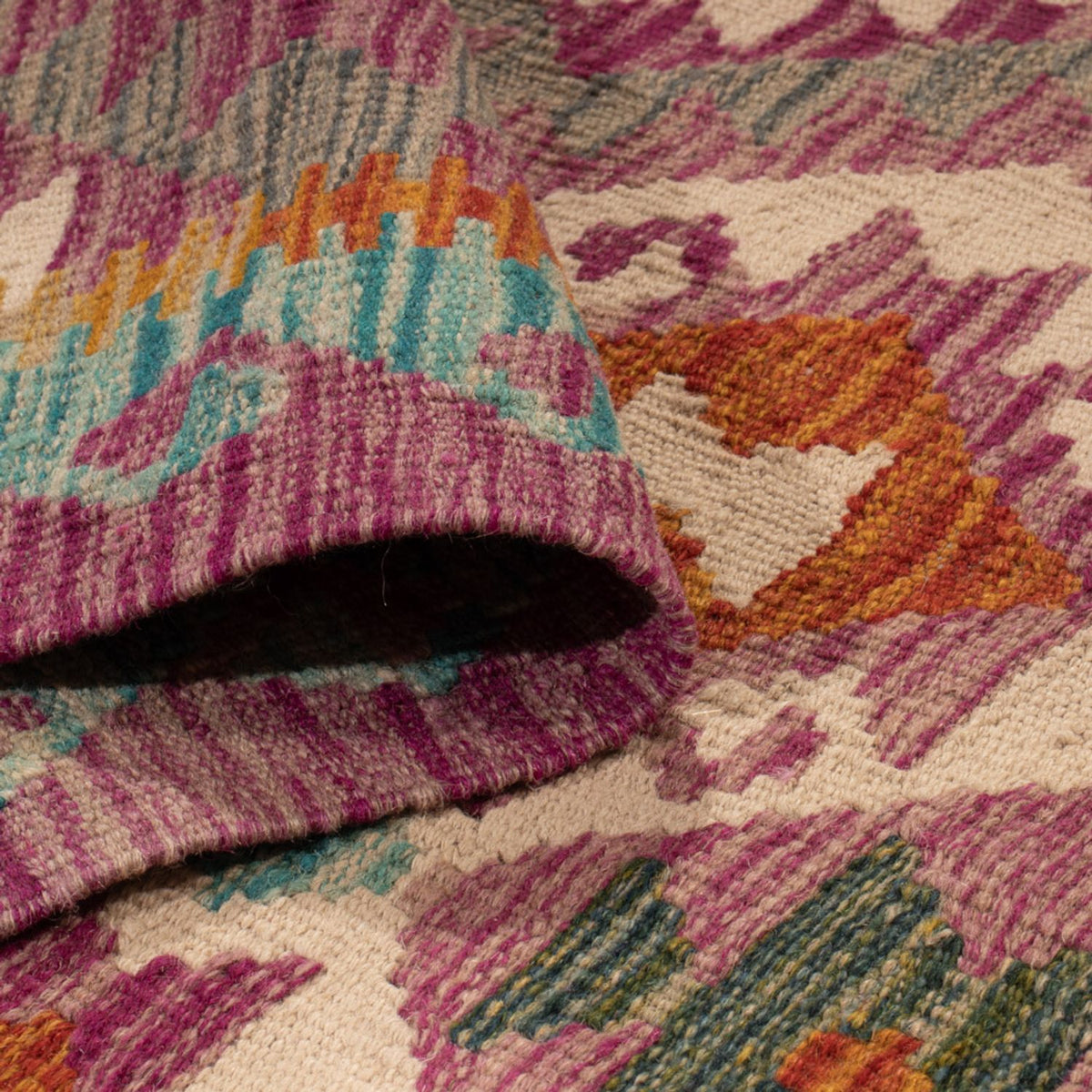 Loper Kelim tapijt - Splash - 295 x 80 cm - veelkleurig