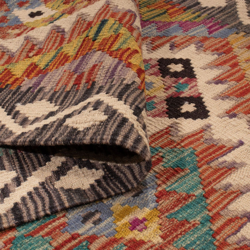 Loper Kelim tapijt - Splash - 295 x 85 cm - veelkleurig