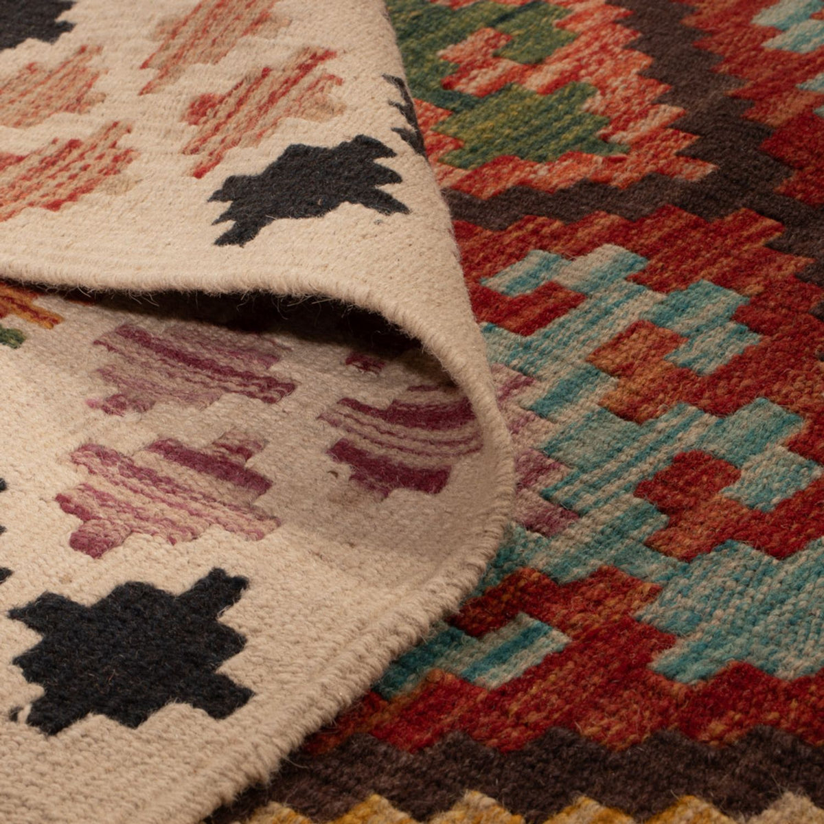 Loper Kelim tapijt - Splash - 199 x 101 cm - veelkleurig