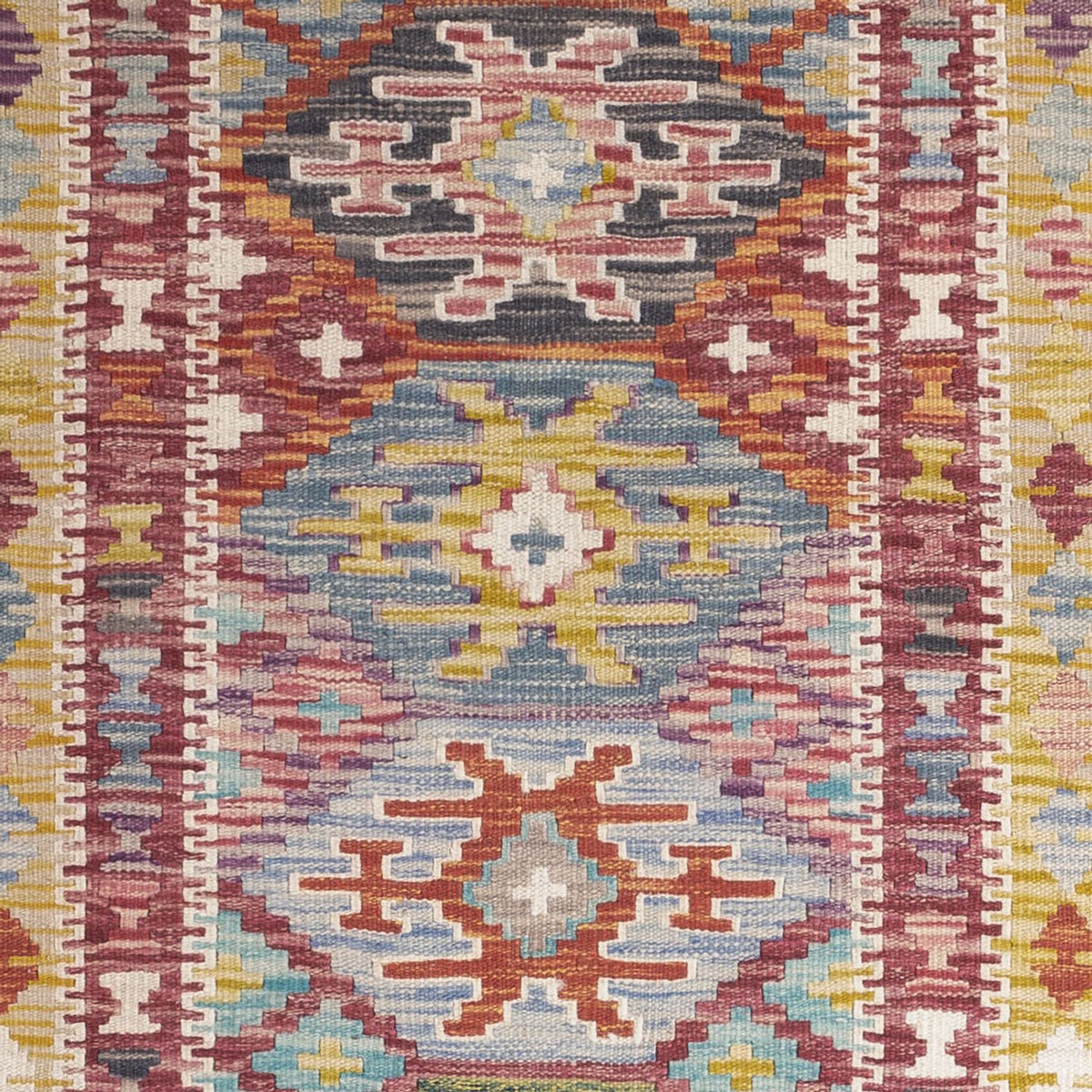 Loper Kelim tapijt - Splash - 201 x 94 cm - veelkleurig