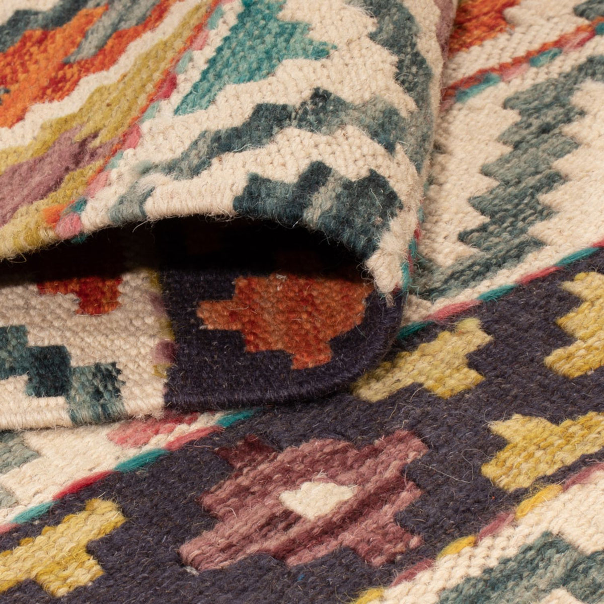 Kelim tapijt - Splash - 197 x 154 cm - veelkleurig