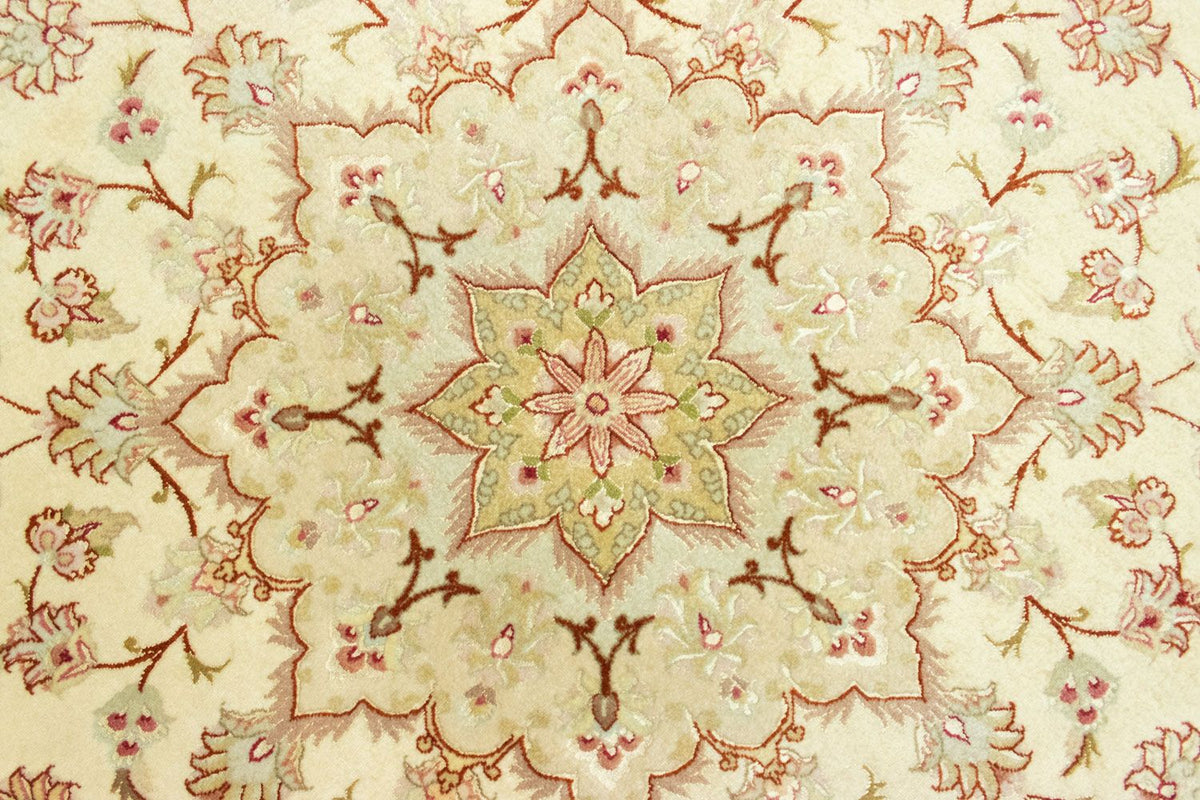 Perzisch tapijt - Tabriz - Premium rond  - 148 x 148 cm - beige