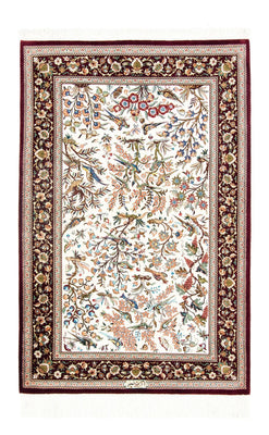 Zijden tapijt - Ghom Silk - Premium - 123 x 80 cm - beige