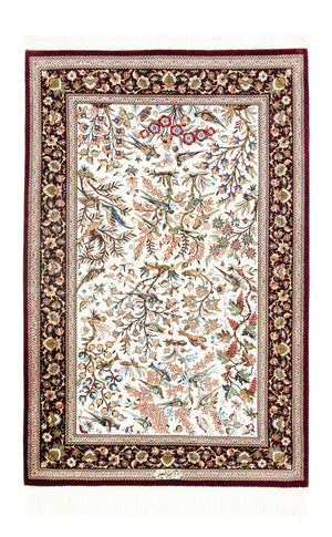 Zijden tapijt - Ghom Silk - Premium - 123 x 80 cm - beige