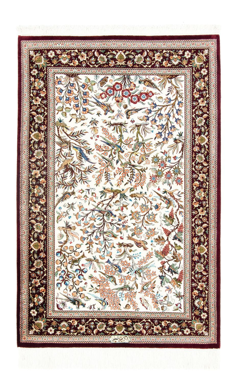 Zijden tapijt - Ghom Silk - Premium - 123 x 80 cm - beige