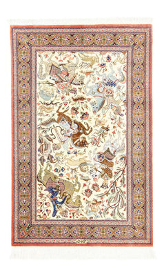 Zijden tapijt - Ghom Silk - Premium - 121 x 77 cm - beige