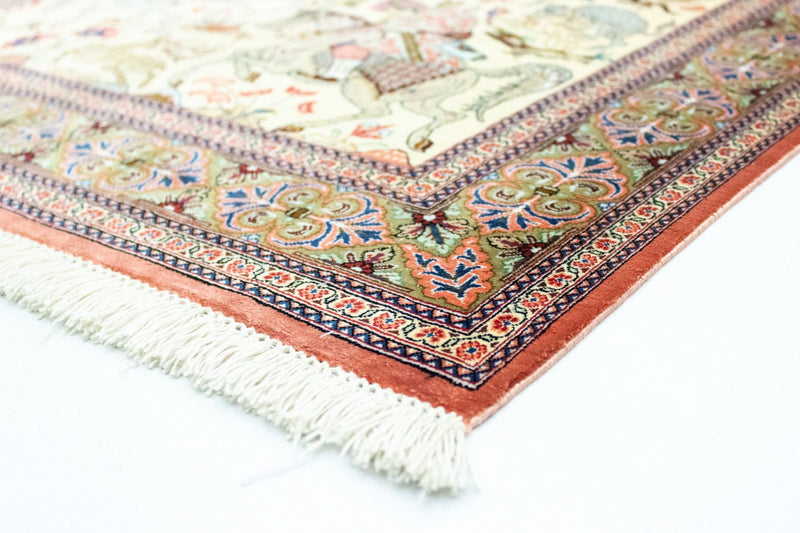 Zijden tapijt - Ghom Silk - Premium - 121 x 77 cm - beige