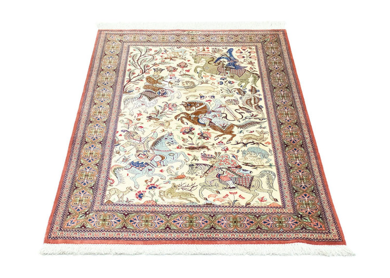 Zijden tapijt - Ghom Silk - Premium - 121 x 77 cm - beige