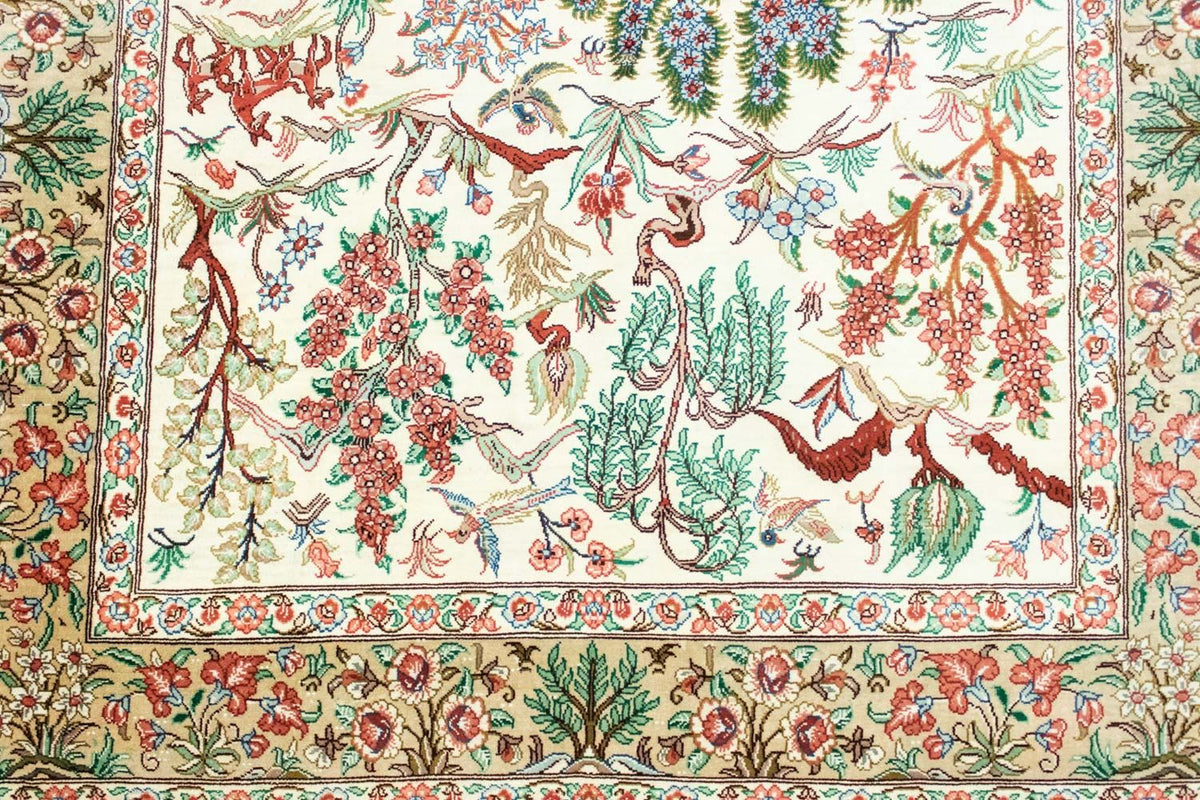 Zijden tapijt - Ghom Silk - Premium - 122 x 80 cm - beige