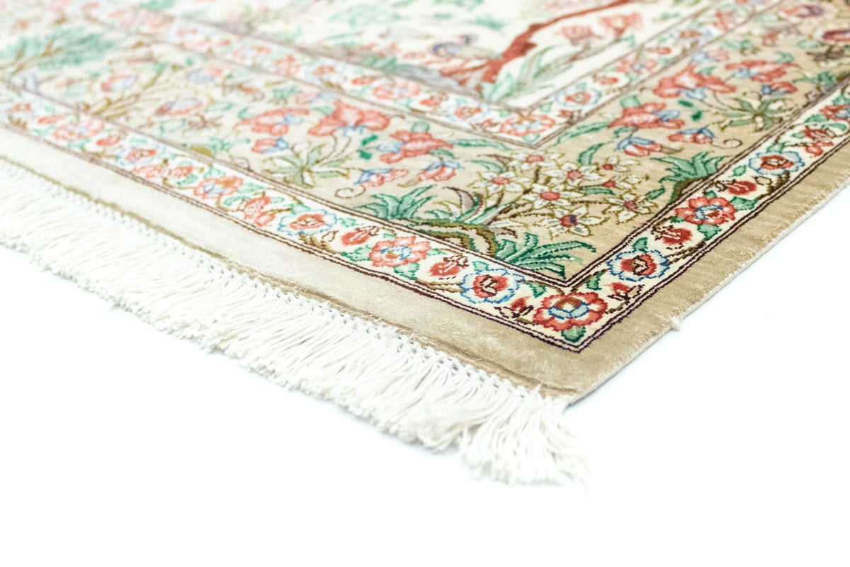 Zijden tapijt - Ghom Silk - Premium - 122 x 80 cm - beige