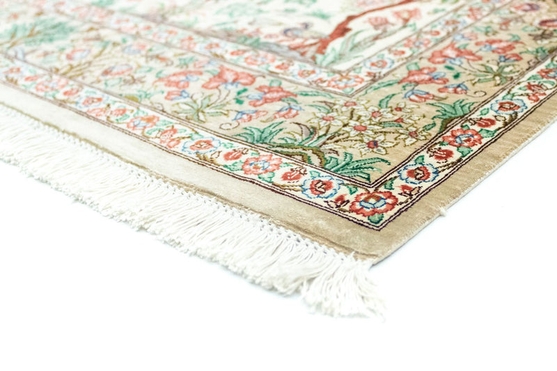Zijden tapijt - Ghom Silk - Premium - 122 x 80 cm - beige