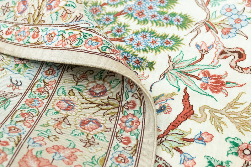 Zijden tapijt - Ghom Silk - Premium - 122 x 80 cm - beige