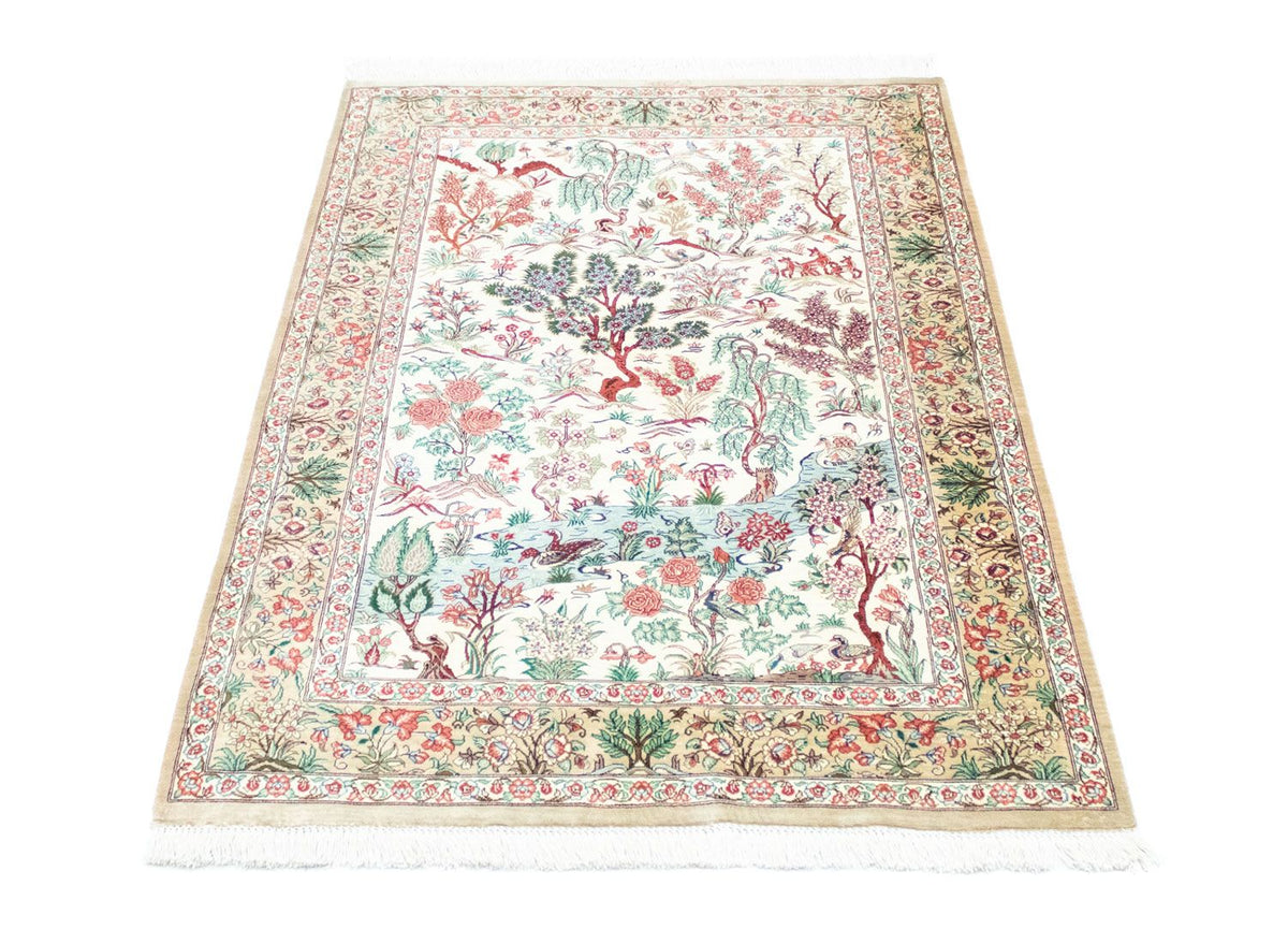 Zijden tapijt - Ghom Silk - Premium - 122 x 80 cm - beige