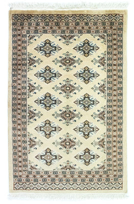Pakistaans tapijt - 93 x 61 cm - beige