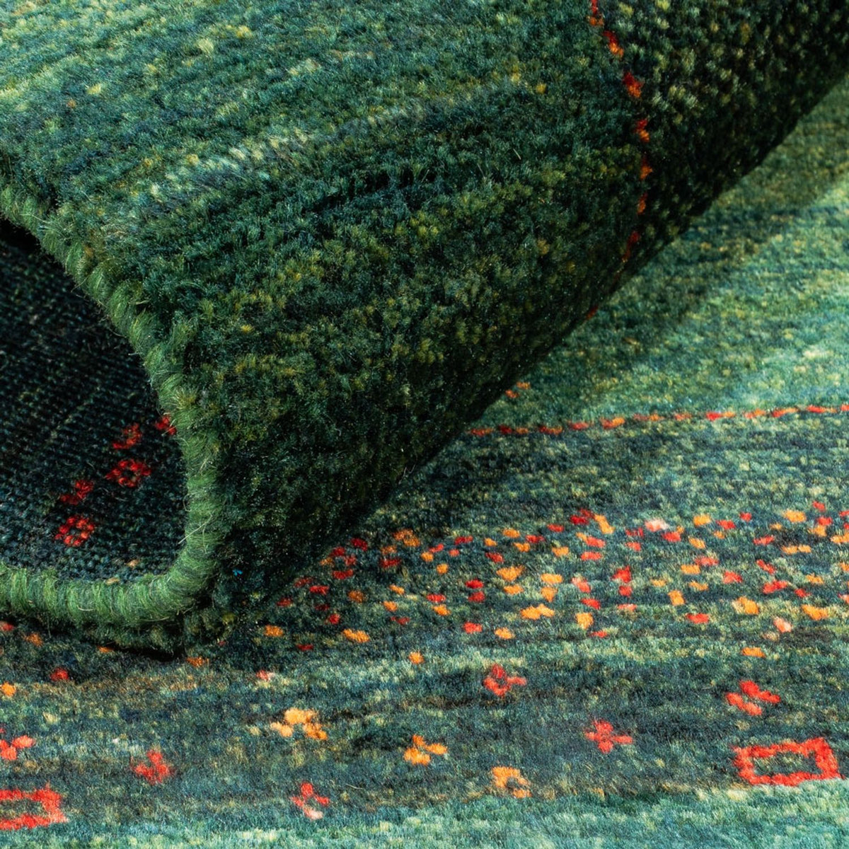 Gabbeh Tapijt - Loribaft Perzisch - 110 x 86 cm - groen