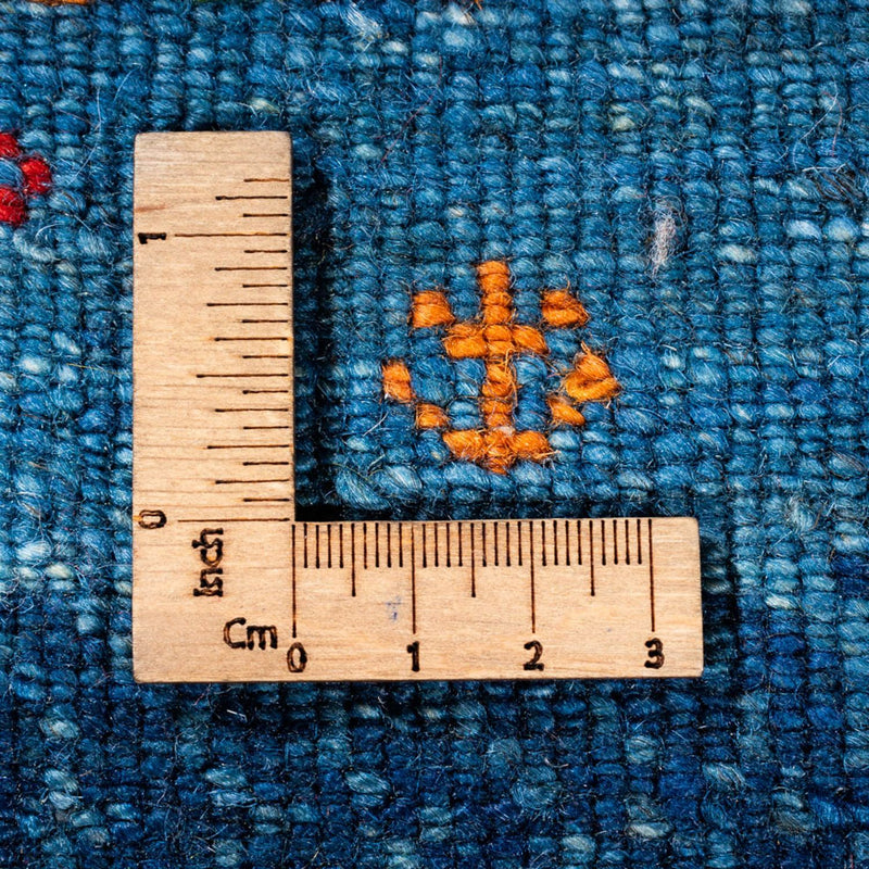 Gabbeh Tapijt - Loribaft Perzisch - 112 x 100 cm - blauw