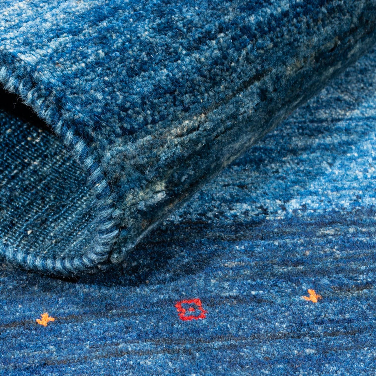 Gabbeh Tapijt - Loribaft Perzisch - 108 x 88 cm - blauw