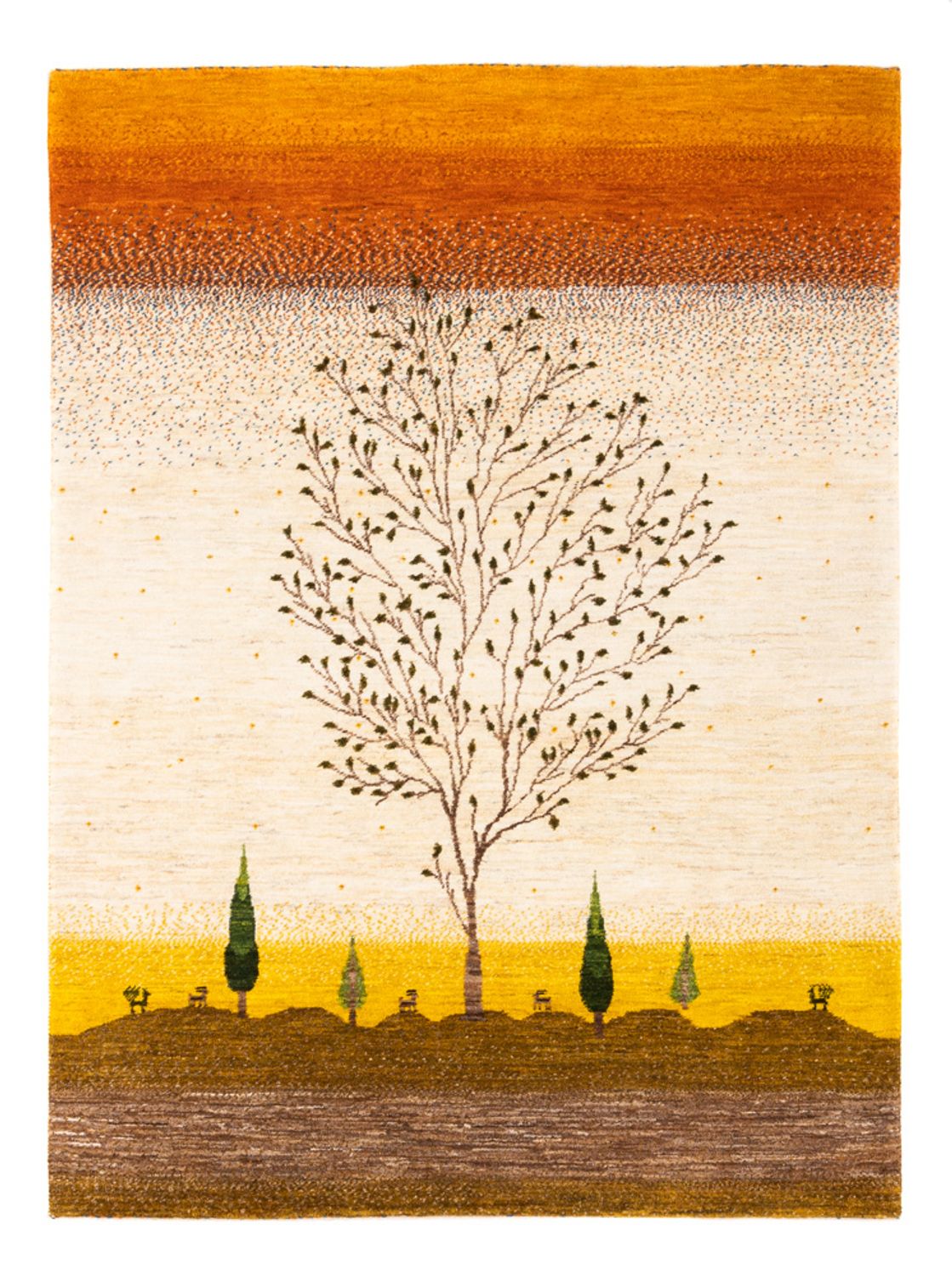 Gabbeh Tapijt - Loribaft Perzisch - 175 x 129 cm - goud