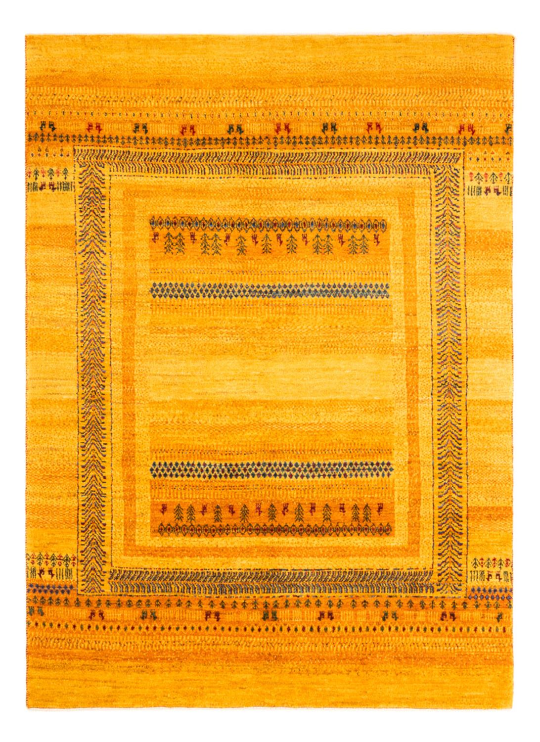 Gabbeh Tapijt - Loribaft Perzisch - Koninklijke - 205 x 144 cm - goud