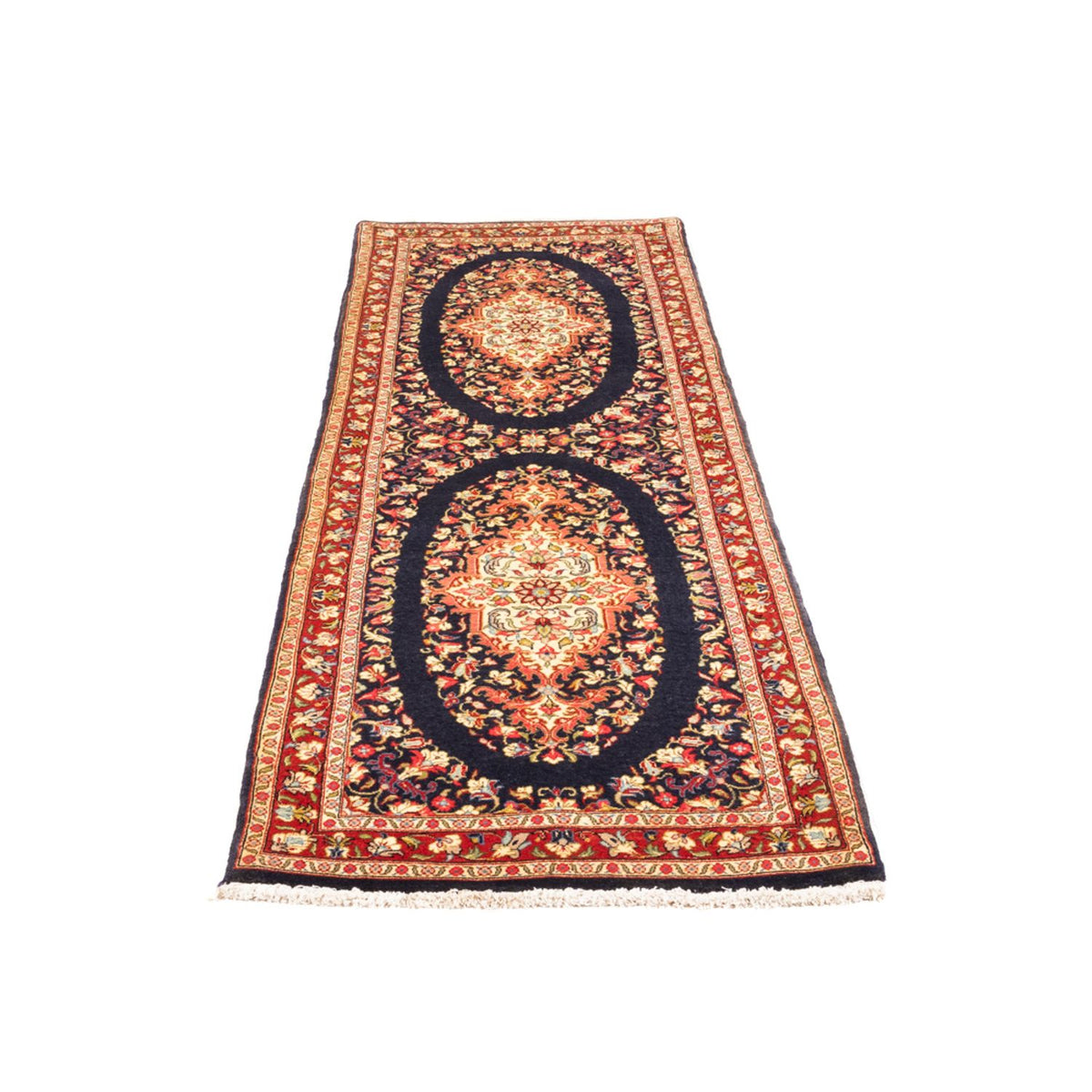 Loper Perzisch tapijt - Ghom - 217 x 63 cm - donkerblauw
