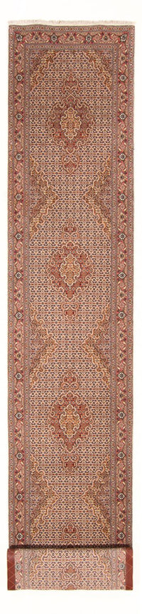 Loper Perzisch tapijt - Tabriz - Royal - 407 x 78 cm - beige