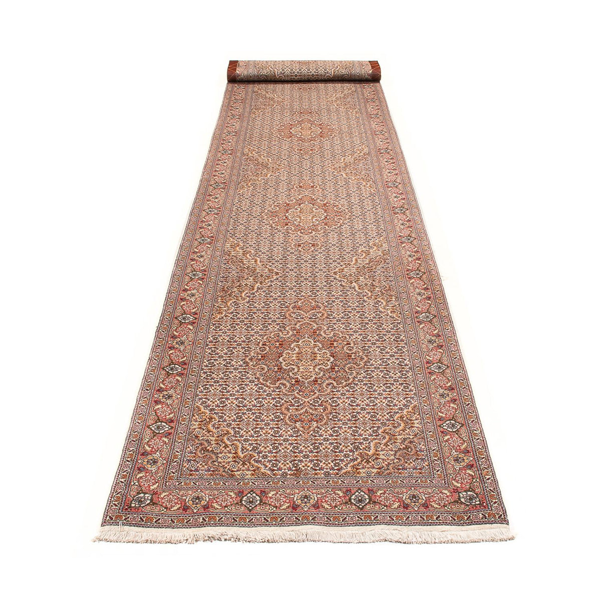 Loper Perzisch tapijt - Tabriz - Royal - 407 x 78 cm - beige