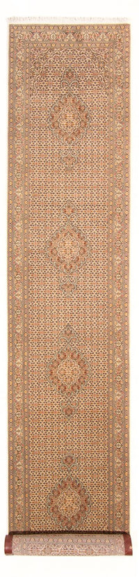 Loper Perzisch tapijt - Tabriz - Royal - 393 x 80 cm - beige