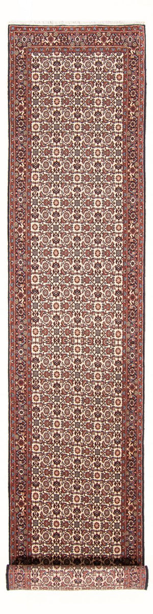Loper Perzisch tapijt - Bijar - 397 x 85 cm - crème
