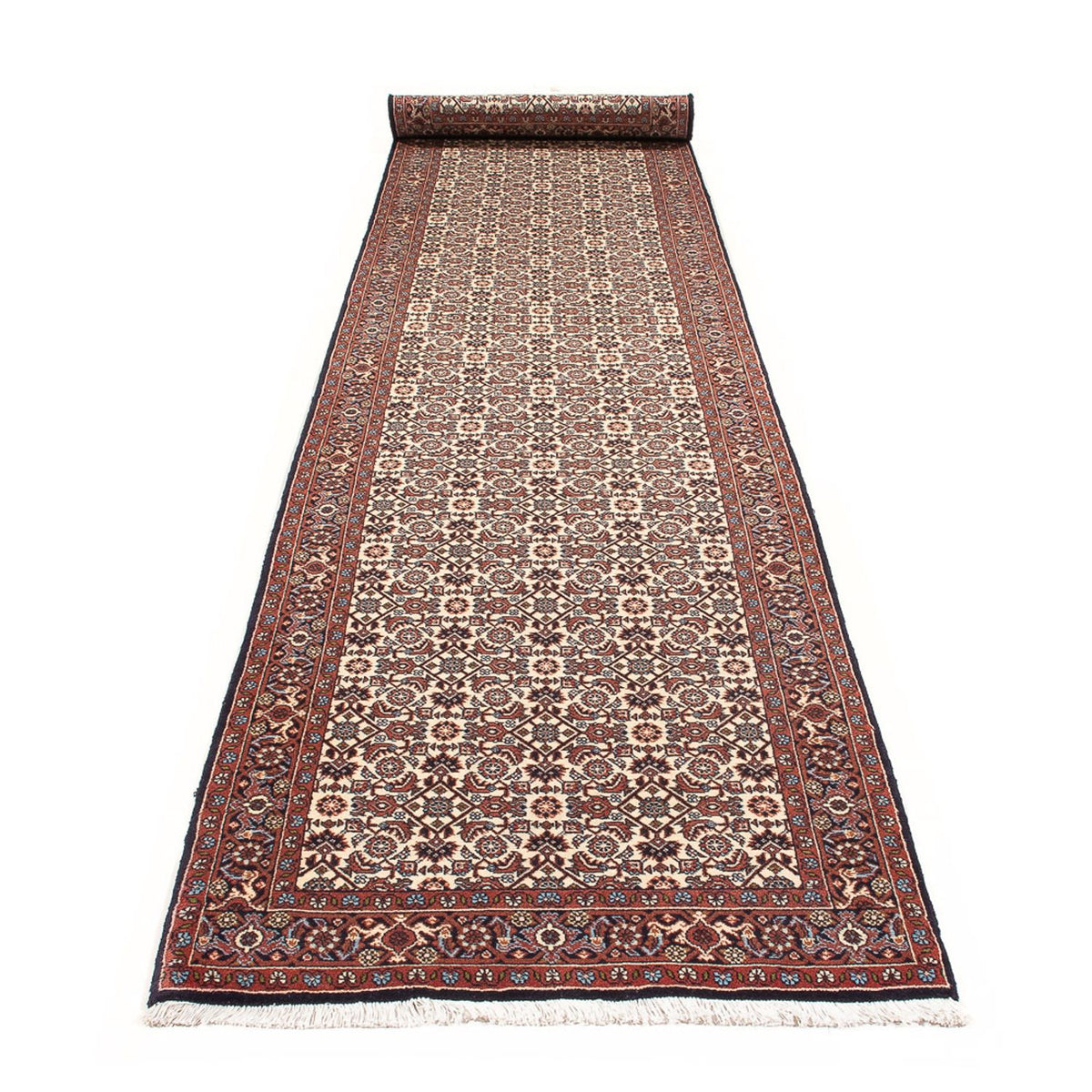 Loper Perzisch tapijt - Bijar - 397 x 85 cm - crème