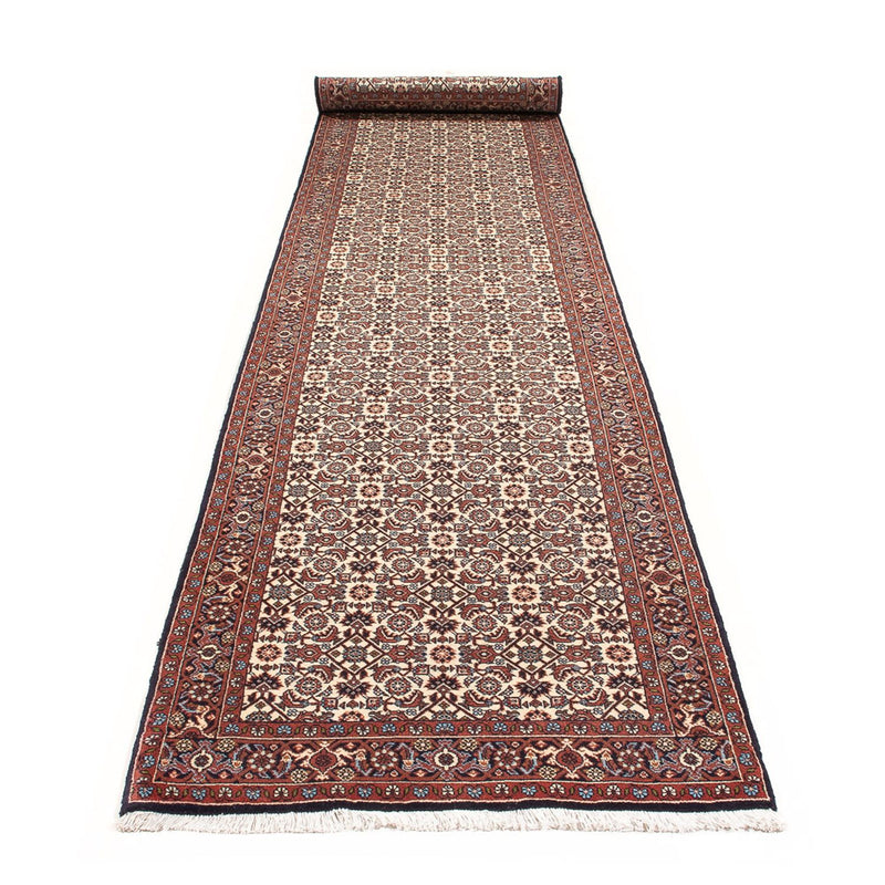 Loper Perzisch tapijt - Bijar - 397 x 85 cm - crème