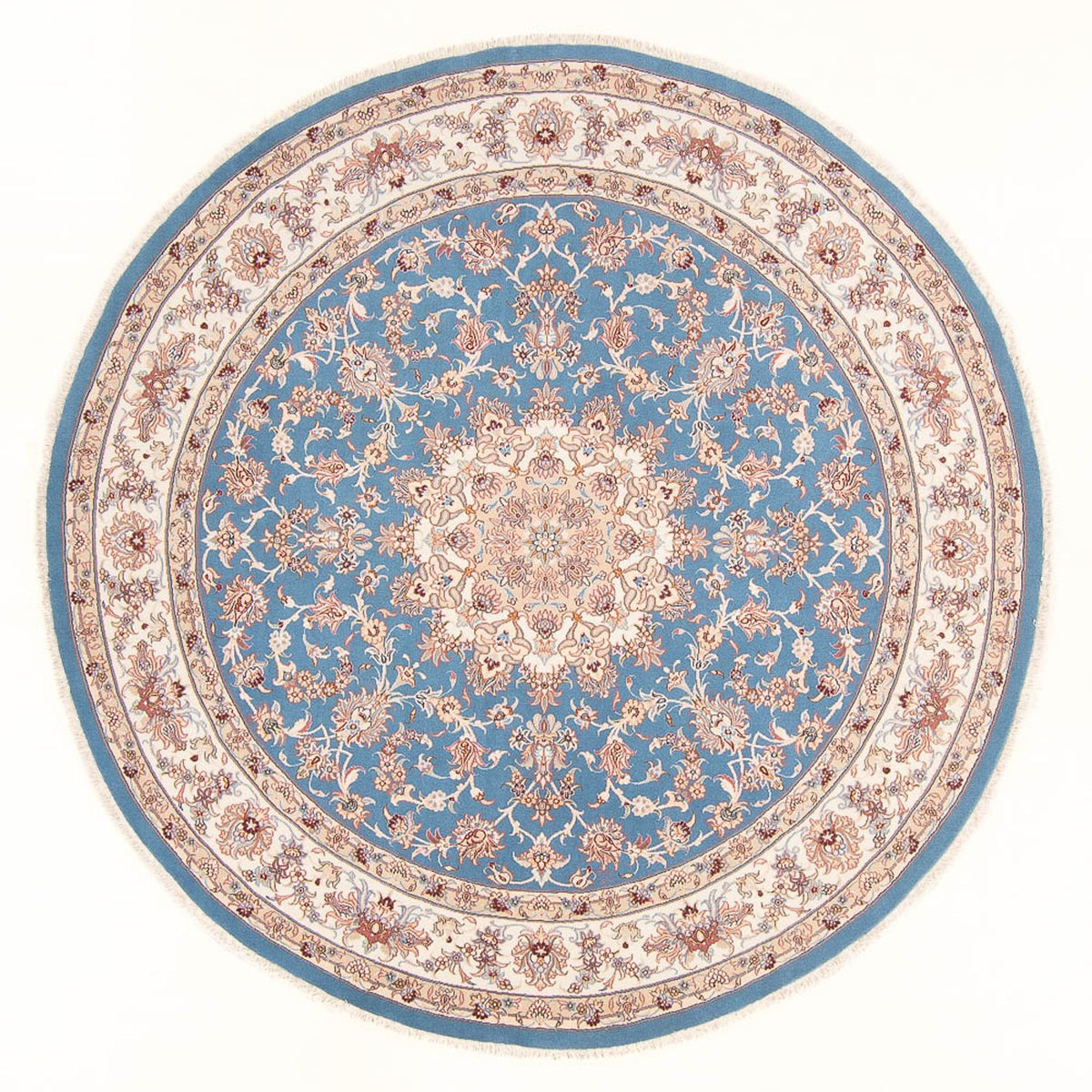 Perzisch tapijt - Tabriz - Royal rond  - 200 x 200 cm - lichtblauw