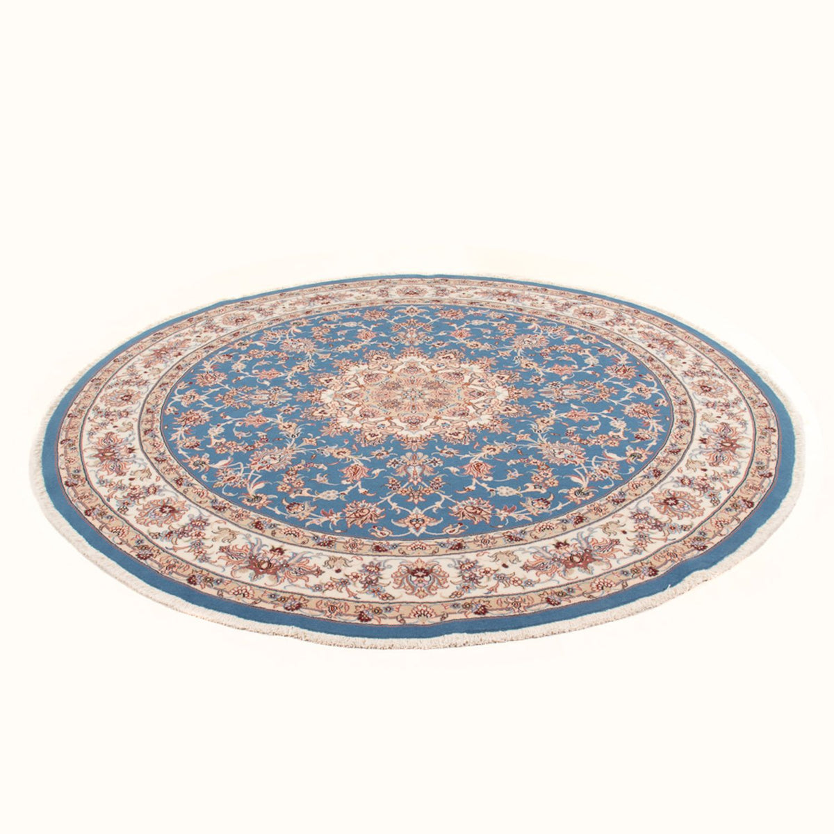 Perzisch tapijt - Tabriz - Royal rond  - 200 x 200 cm - lichtblauw