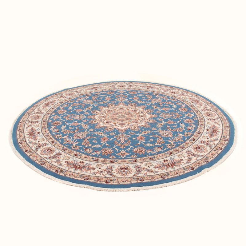 Perzisch tapijt - Tabriz - Royal rond  - 200 x 200 cm - lichtblauw