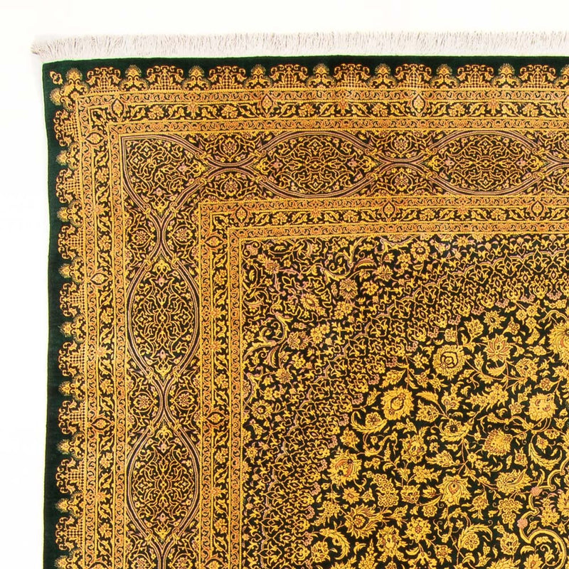 Zijden tapijt - Ghom Silk - Premium - 294 x 196 cm - olijfgroen