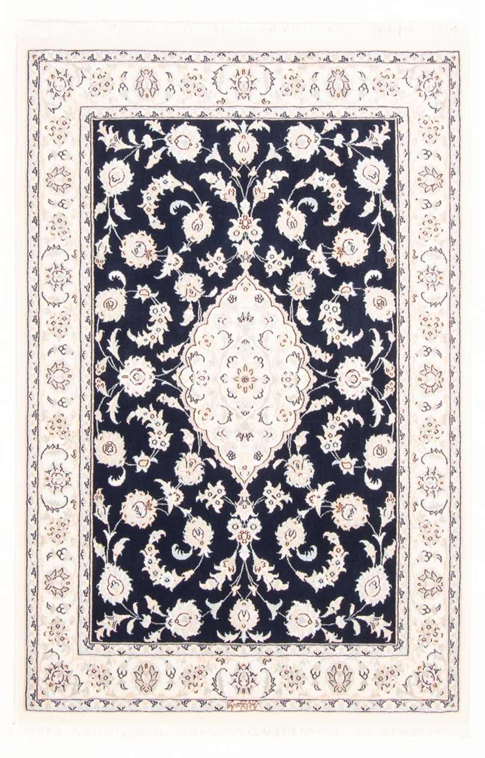 Perzisch tapijt - Nain - Koninklijk - 155 x 105 cm - donkerblauw