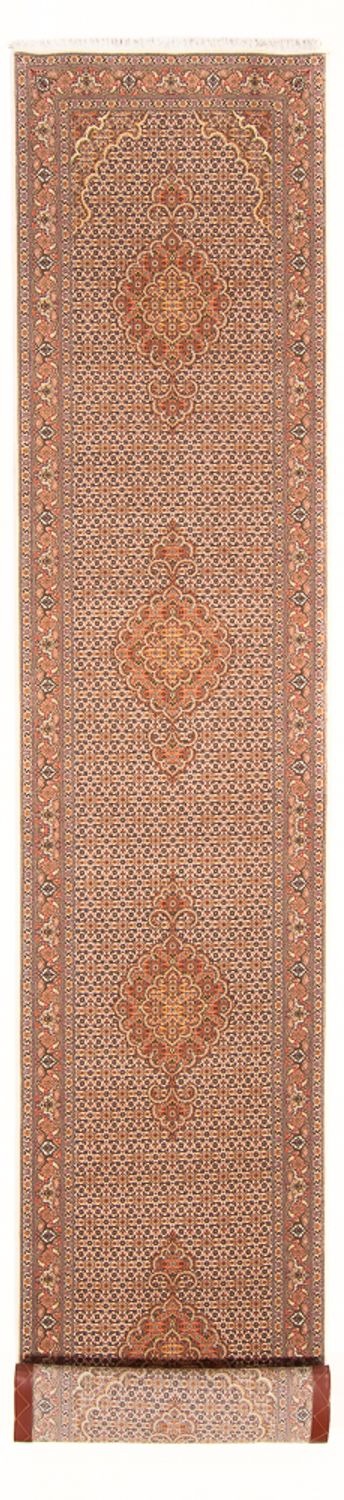 Loper Perzisch tapijt - Tabriz - Royal - 407 x 78 cm - beige