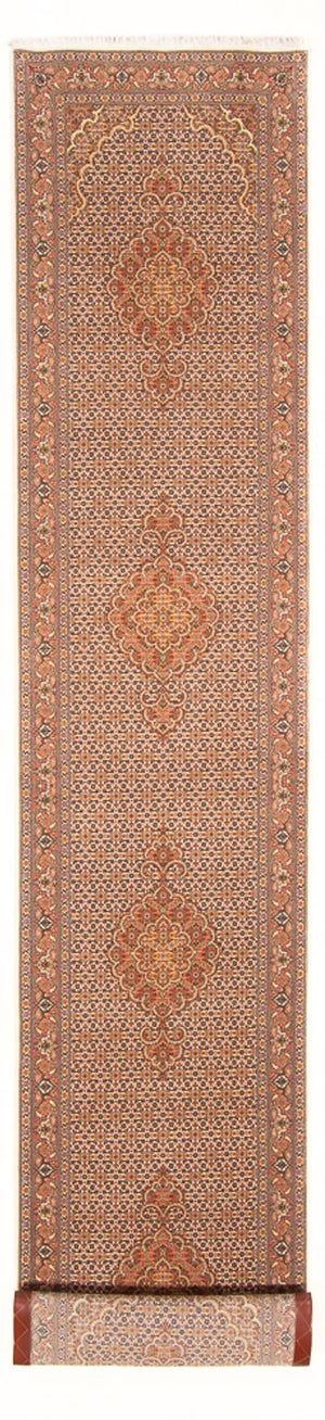 Loper Perzisch tapijt - Tabriz - Royal - 407 x 78 cm - beige