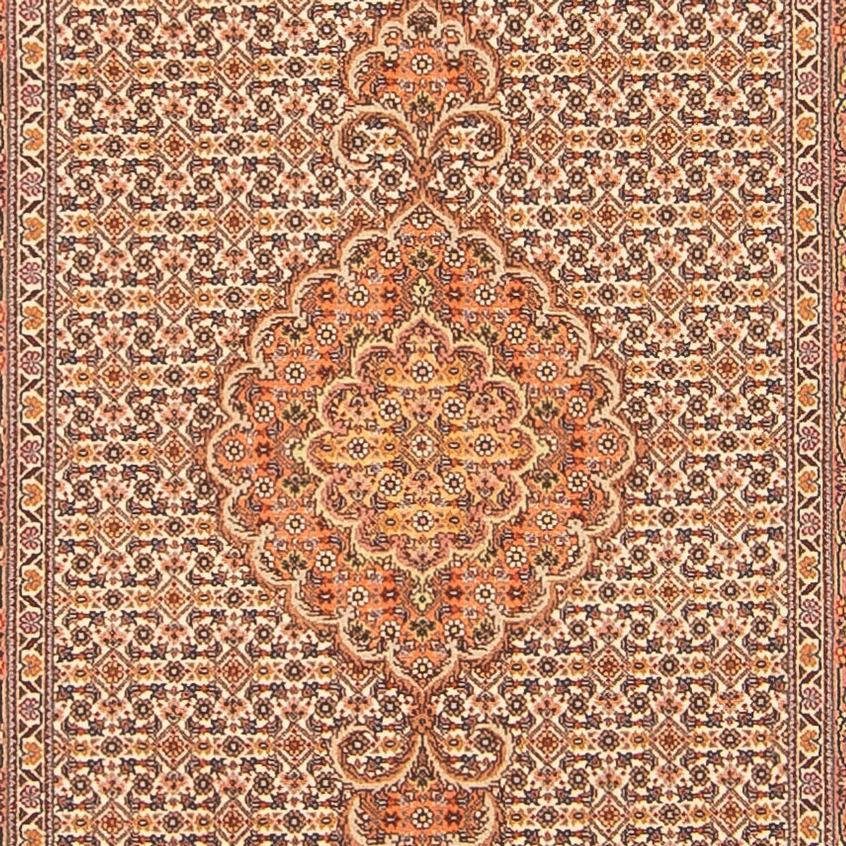 Loper Perzisch tapijt - Tabriz - Royal - 407 x 78 cm - beige