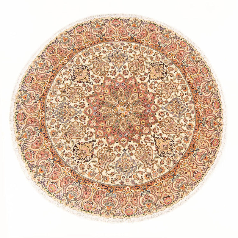 Perzisch tapijt - Tabriz - Royal rond  - 200 x 200 cm - crème