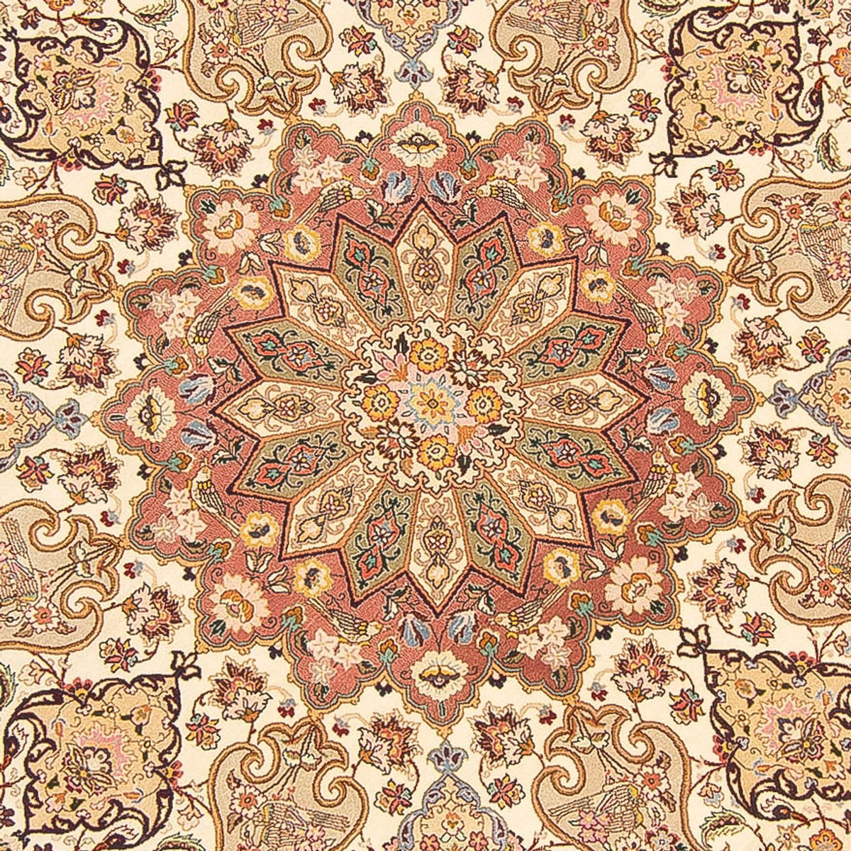 Perzisch tapijt - Tabriz - Royal rond  - 200 x 200 cm - crème