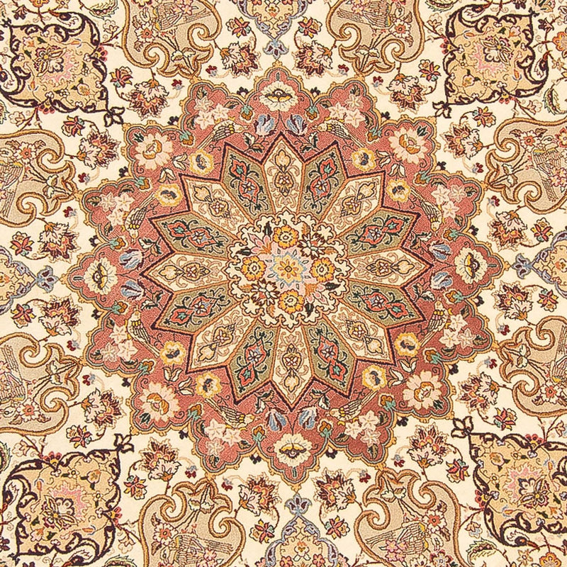 Perzisch tapijt - Tabriz - Royal rond  - 200 x 200 cm - crème
