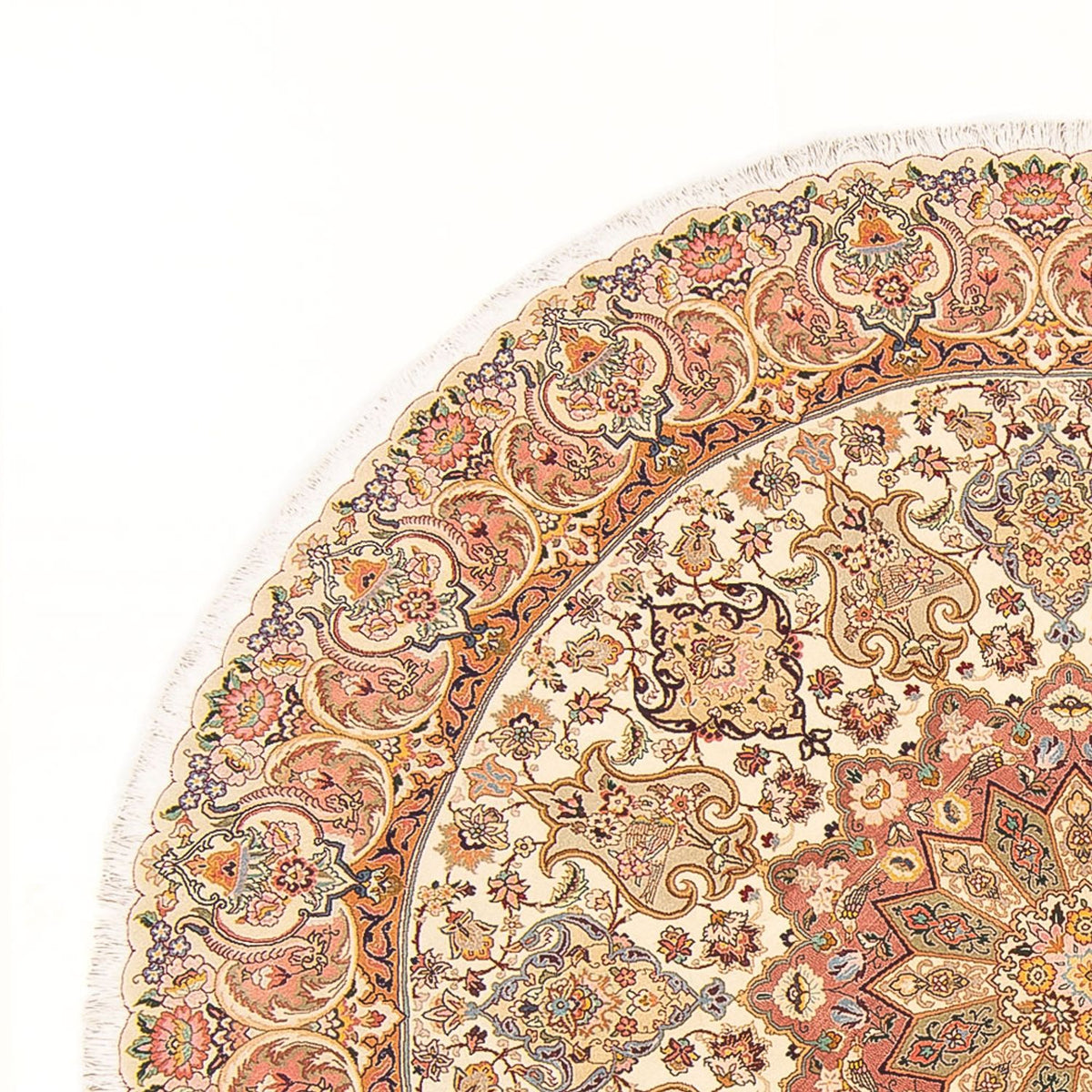 Perzisch tapijt - Tabriz - Royal rond  - 200 x 200 cm - crème