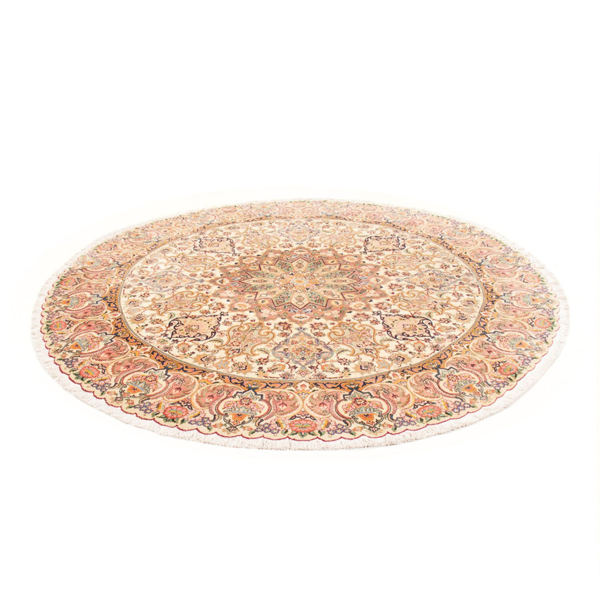 Perzisch tapijt - Tabriz - Royal rond  - 200 x 200 cm - crème