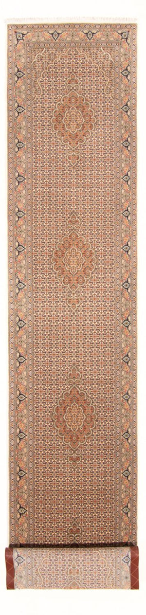 Loper Perzisch tapijt - Tabriz - Royal - 403 x 82 cm - beige