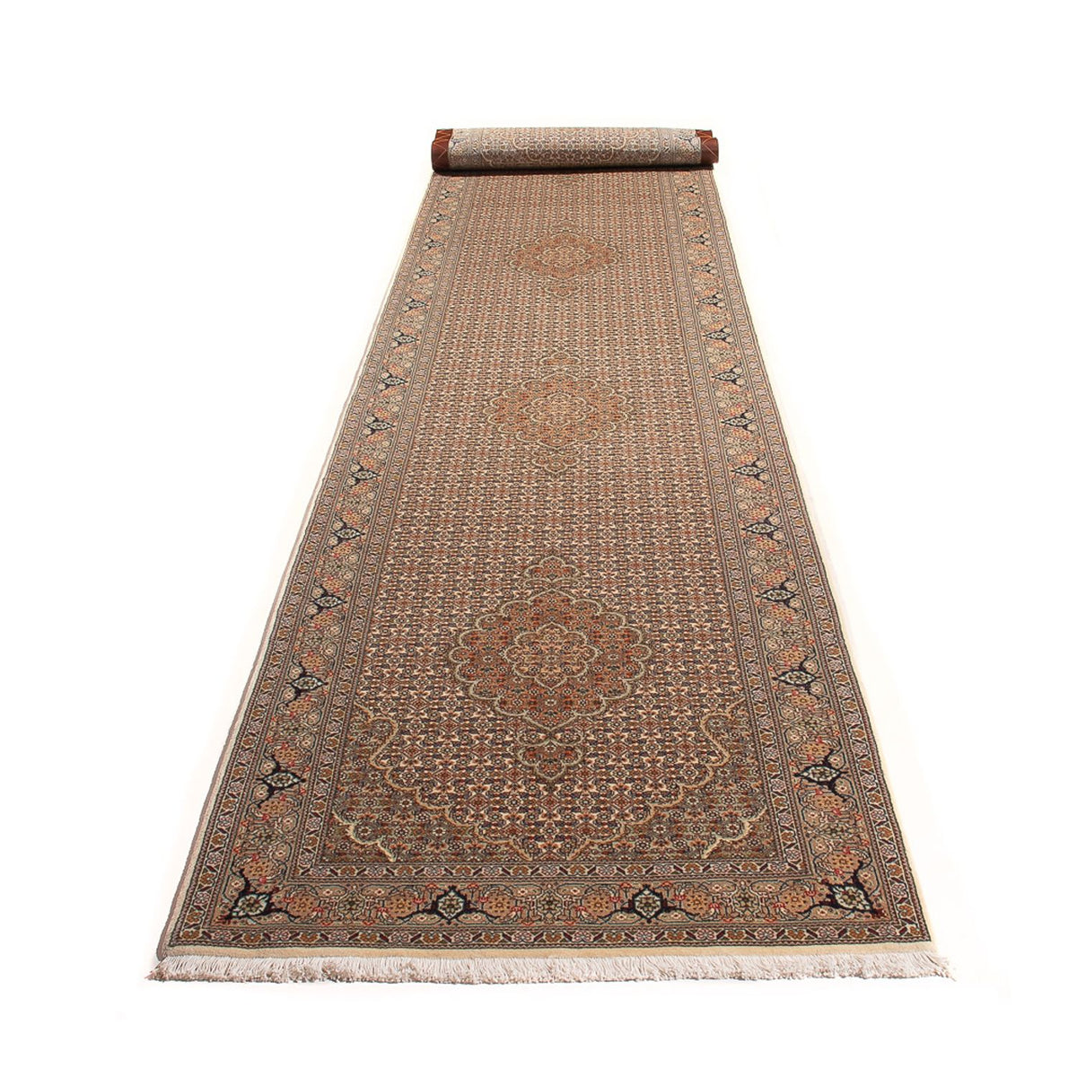 Loper Perzisch tapijt - Tabriz - Royal - 403 x 82 cm - beige