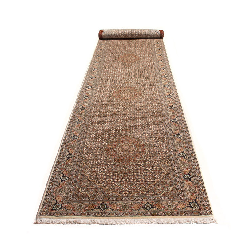 Loper Perzisch tapijt - Tabriz - Royal - 403 x 82 cm - beige