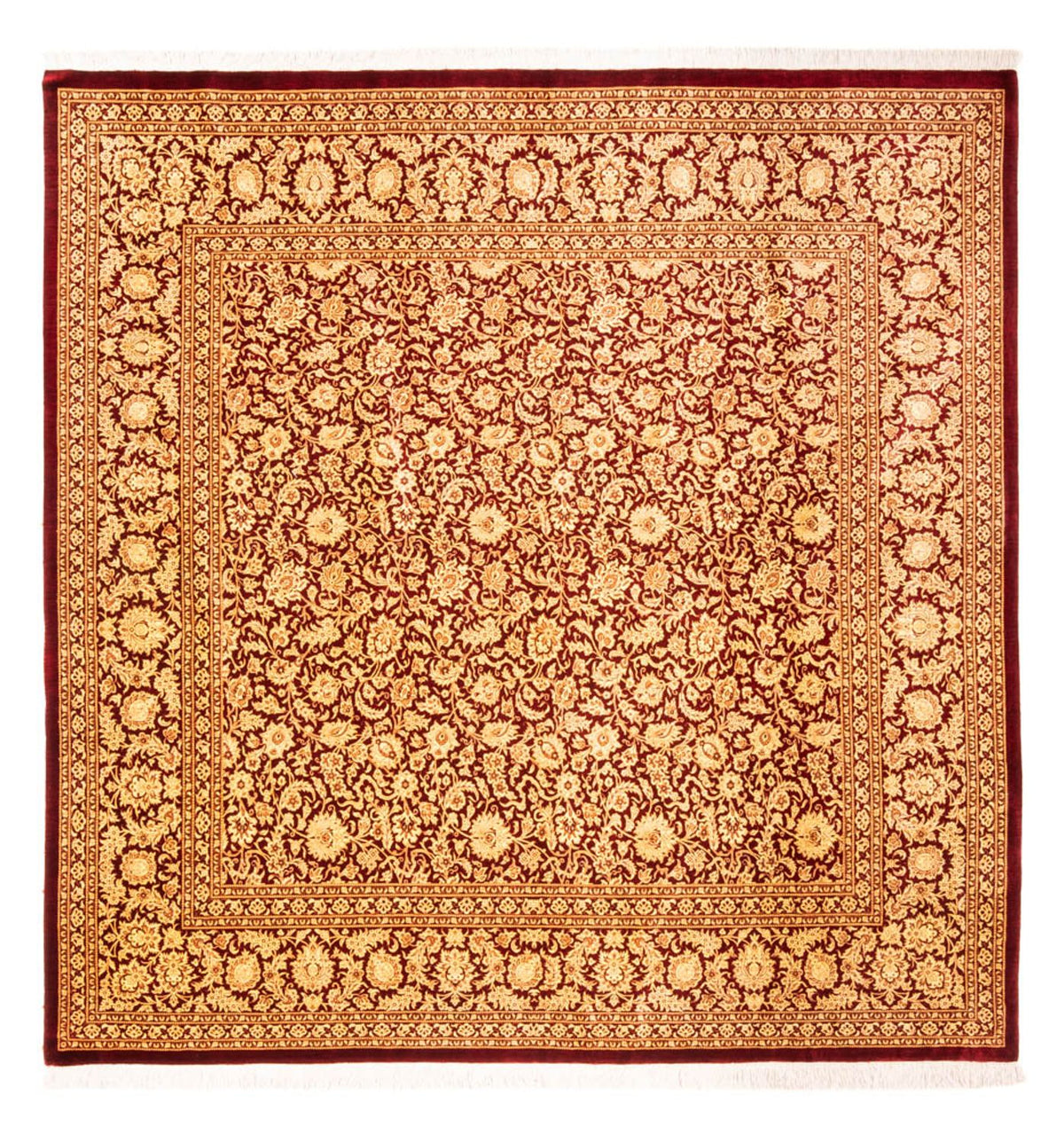 Zijden tapijt - Ghom Silk - Premium vierkant  - 200 x 200 cm - goud