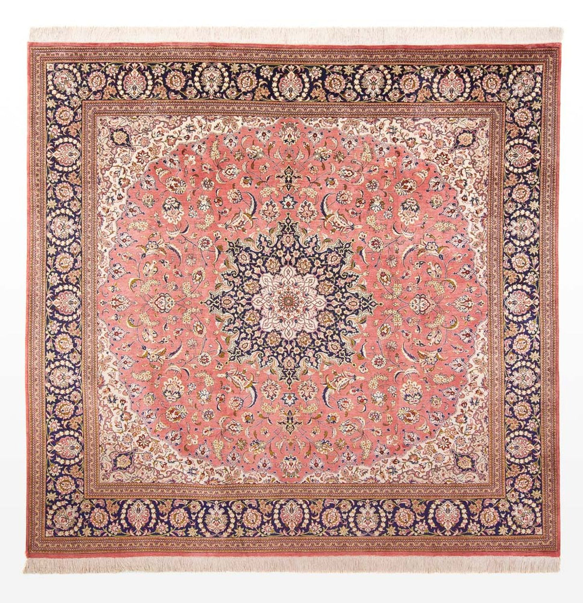 Zijden tapijt - Ghom Silk - Premium vierkant  - 247 x 247 cm - licht rood