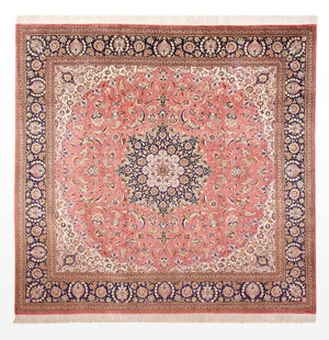 Zijden tapijt - Ghom Silk - Premium vierkant  - 247 x 247 cm - licht rood