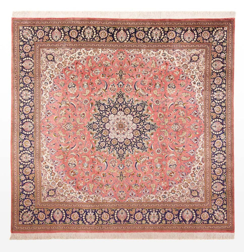 Zijden tapijt - Ghom Silk - Premium vierkant  - 247 x 247 cm - licht rood
